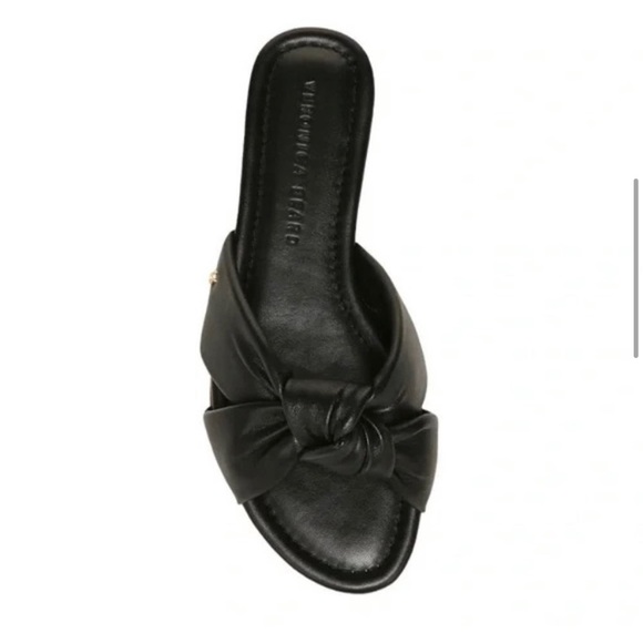 Veronica Beard 'Salton' Knot-Front Leather Slide Sandals Black